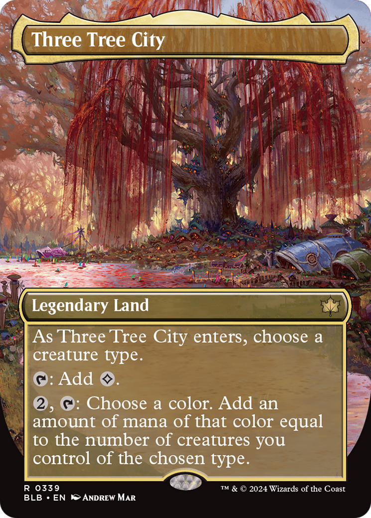 Three Tree City (BLB-339) - Bloomburrow (Borderless) Foil - Premium MTG Single from Wizards of the Coast - Just $66.97! Shop now at Game Crave Tournament Store