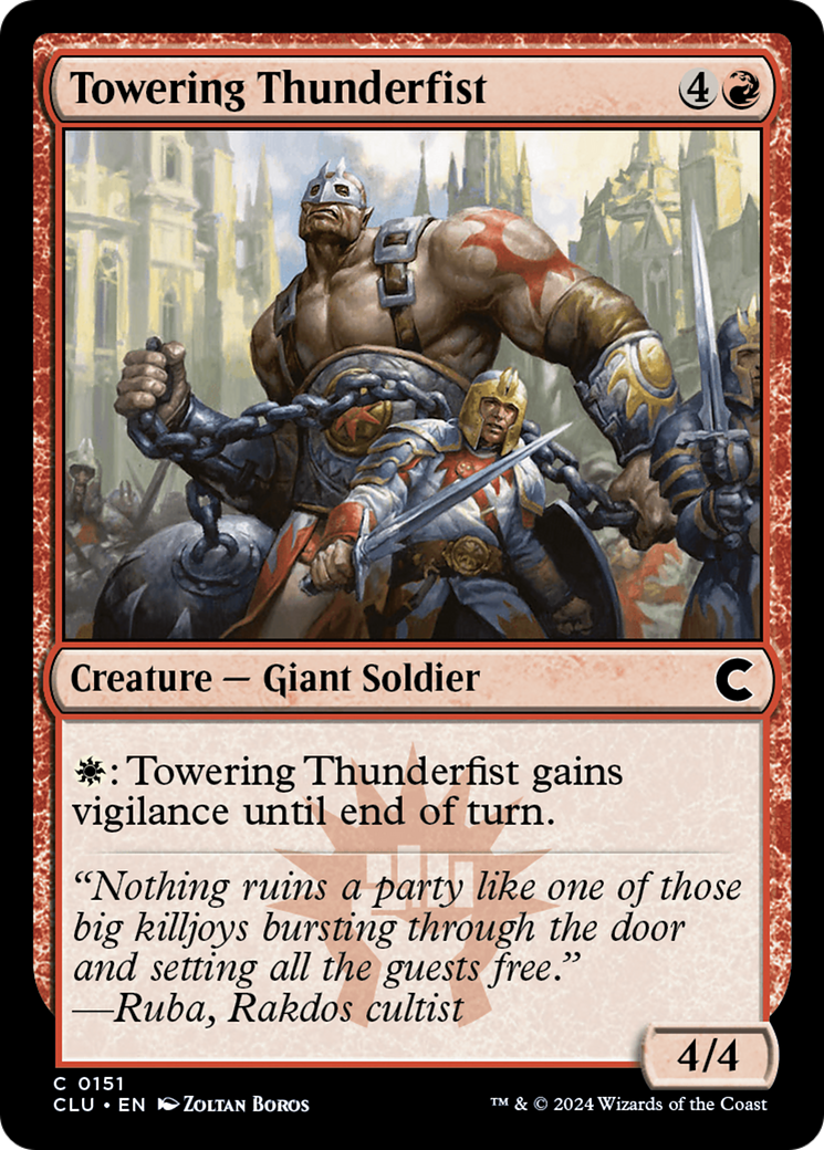 Towering Thunderfist (CLU-151) - Ravnica: Clue Edition - Premium MTG Single from Wizards of the Coast - Just $0.25! Shop now at Game Crave Tournament Store