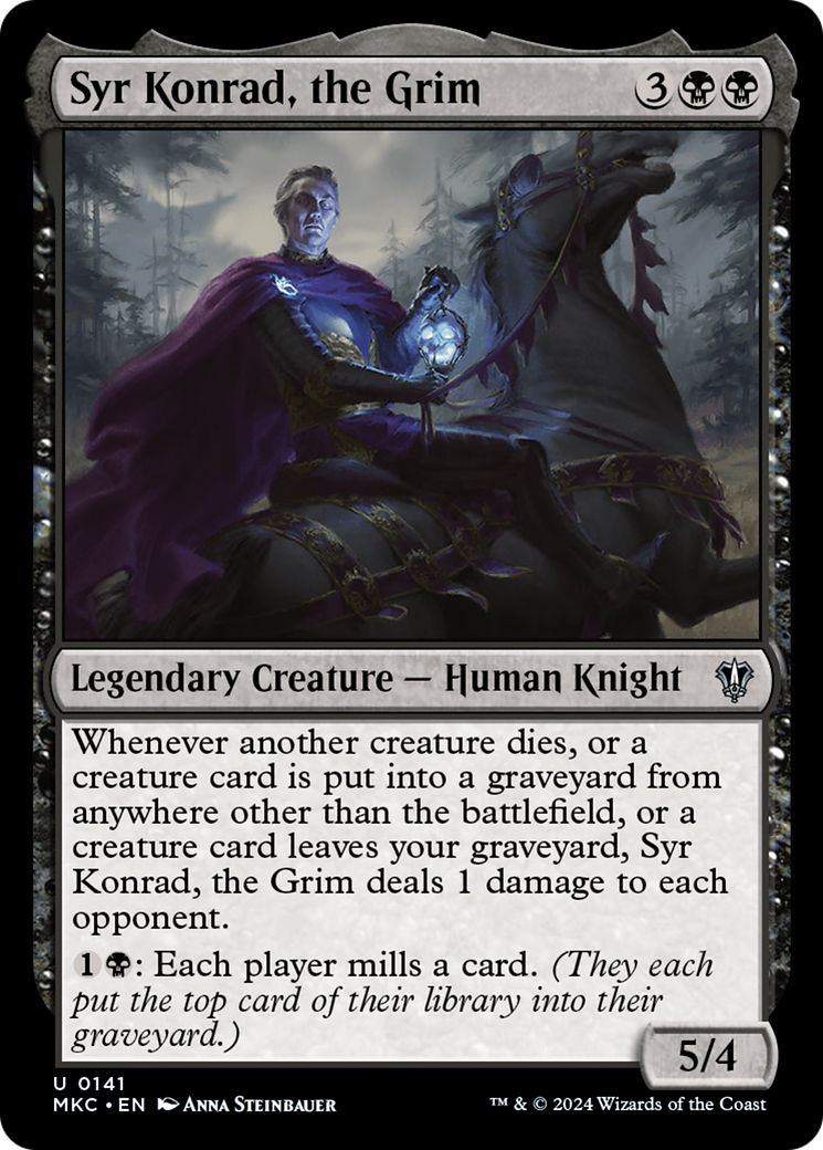 Syr Konrad, the Grim (MKC-141) - Murders at Karlov Manor Commander - Premium MTG Single from Wizards of the Coast - Just $0.38! Shop now at Game Crave Tournament Store