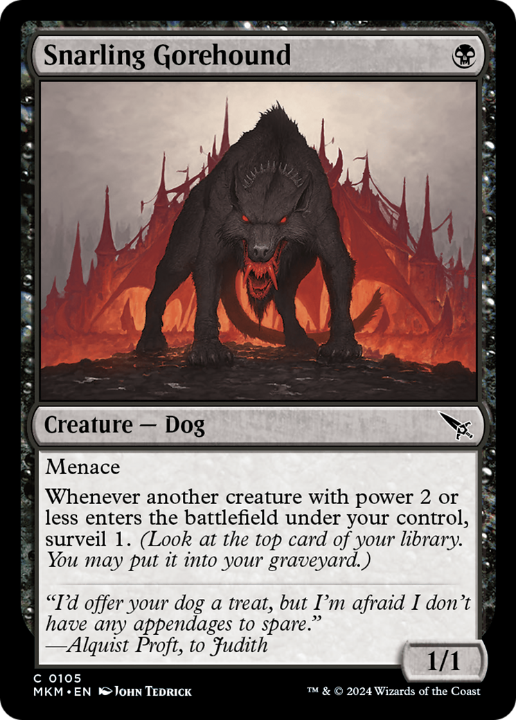 Snarling Gorehound (MKM-105) - Murders at Karlov Manor - Premium MTG Single from Wizards of the Coast - Just $0.25! Shop now at Game Crave Tournament Store