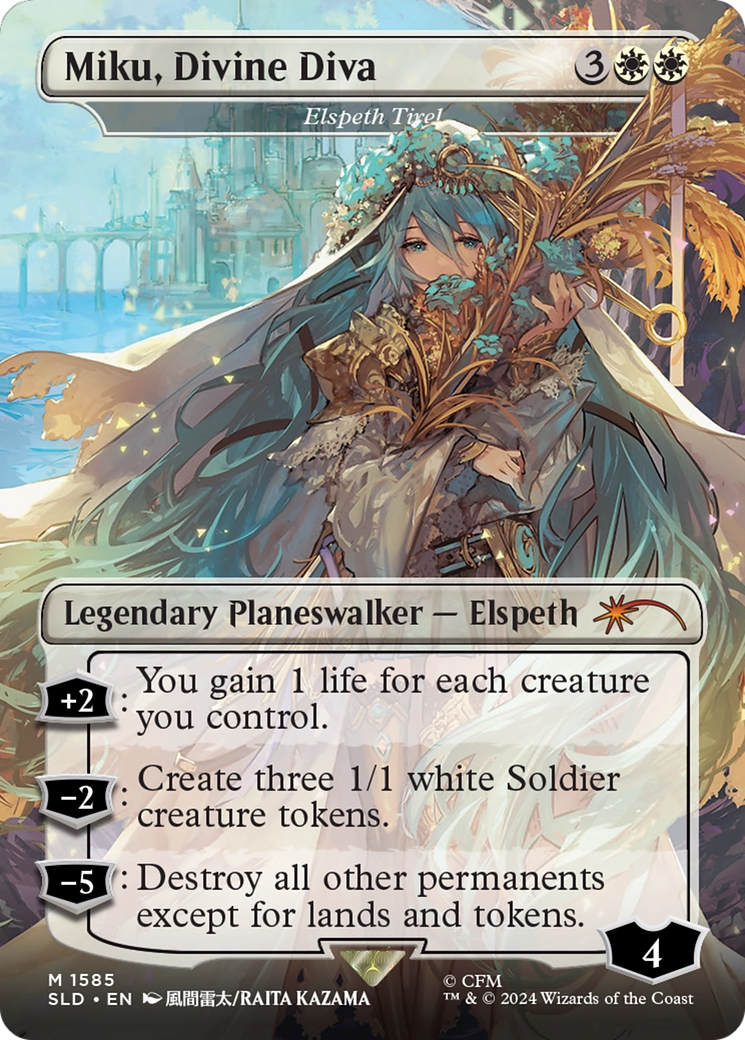 Elspeth Tirel (SLD-1585) - Secret Lair Drop / Miku, Divine Diva (Borderless) Foil - Premium MTG Single from Wizards of the Coast - Just $0! Shop now at Game Crave Tournament Store