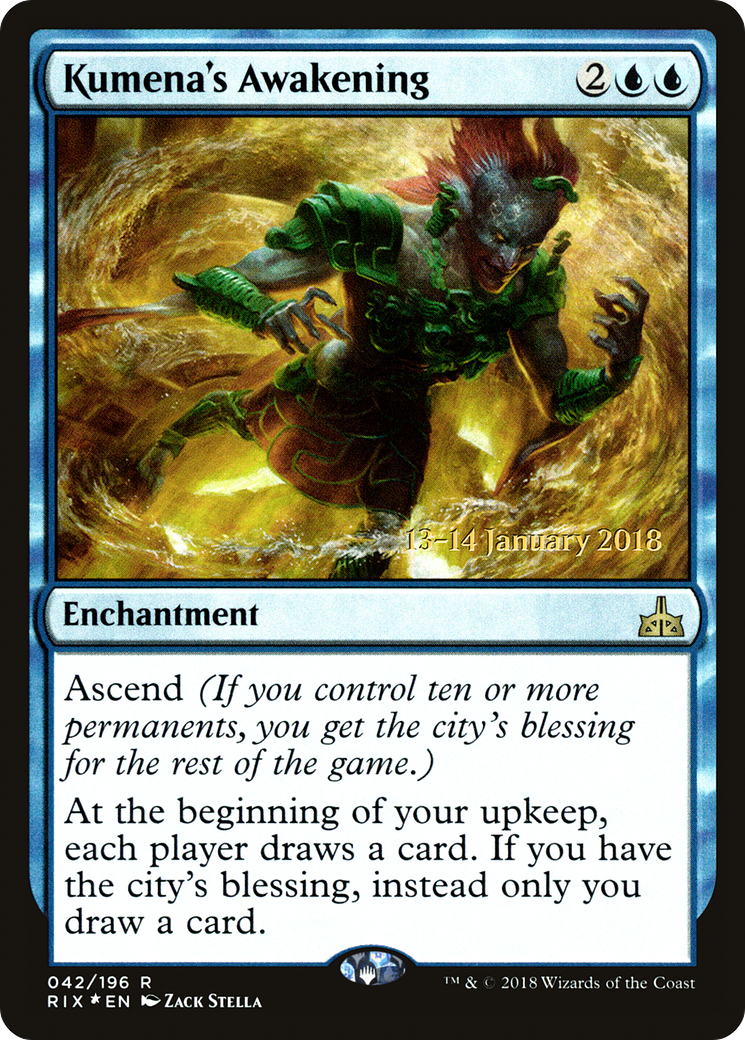 Kumena's Awakening (PRIX-42S) - Rivals of Ixalan Promos Foil