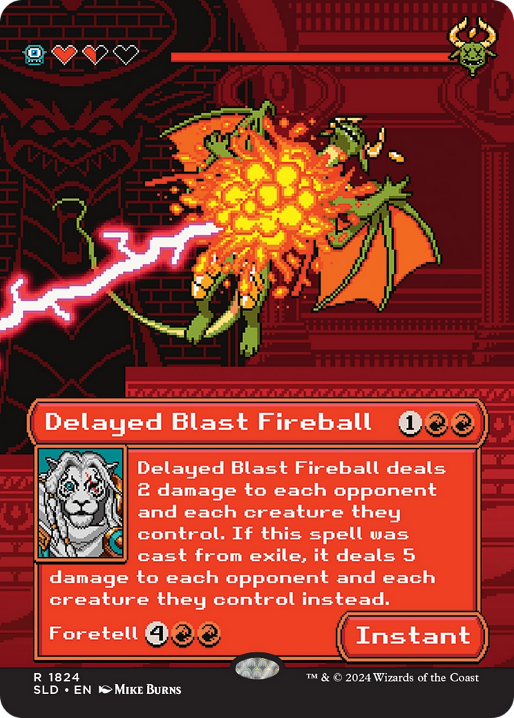 Delayed Blast Fireball (SLD-1824) - Secret Lair Drop / MEIKO, Explosive Entertainer (Borderless) - Premium MTG Single from Wizards of the Coast - Just $8.22! Shop now at Game Crave Tournament Store