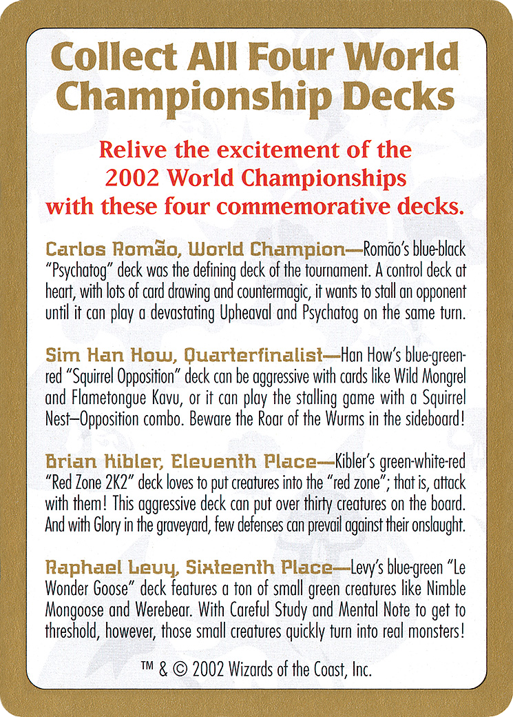 2002 World Championships Ad (WC02-000) - World Championship Decks 2002