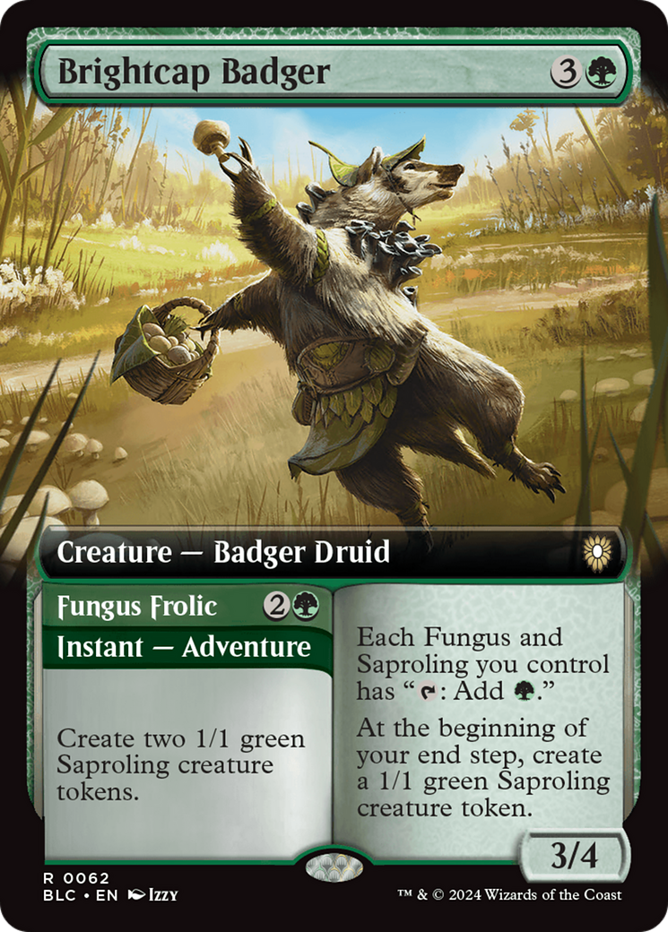 Brightcap Badger // Fungus Frolic (BLC-062) - Bloomburrow Commander: (Extended Art) Foil - Premium MTG Single from Wizards of the Coast - Just $1.05! Shop now at Game Crave Tournament Store