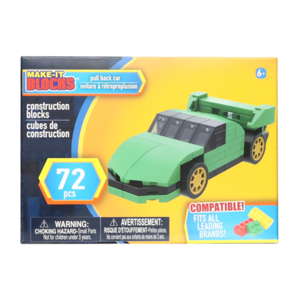 Make It Blocks - Pull Back Sports Car - Green (72 pcs)