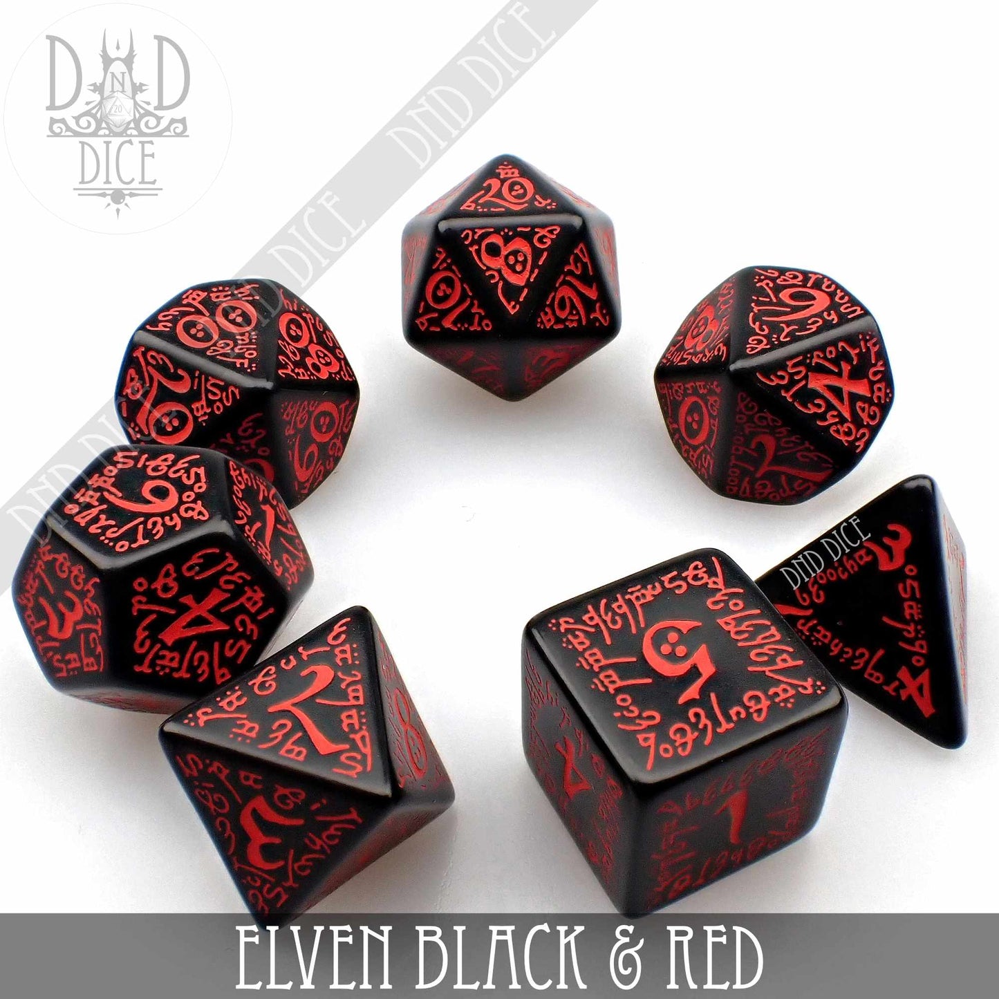 Elven Black & Red Dice Set - Premium Dice Sets & Games from DND DICE - Just $19! Shop now at Game Crave Tournament Store