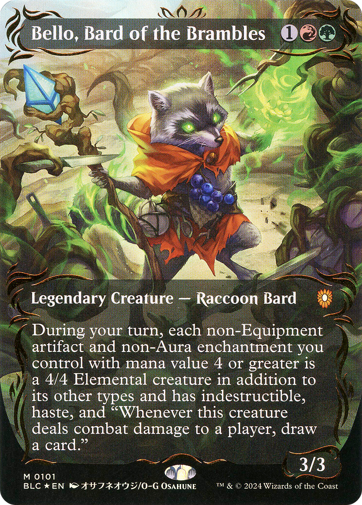Bello, Bard of the Brambles (BLC-101) - Bloomburrow Commander (Borderless) Foil - Premium MTG Single from Wizards of the Coast - Just $255.25! Shop now at Game Crave Tournament Store