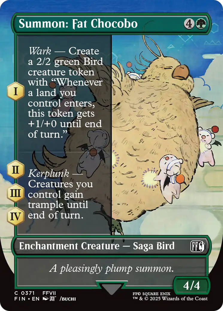 Summon: Fat Chocobo (FIN-371) - FINAL FANTASY: (enchantment) (Borderless) - Premium MTG Single from Wizards of the Coast - Just $0.08! Shop now at Game Crave Tournament Store
