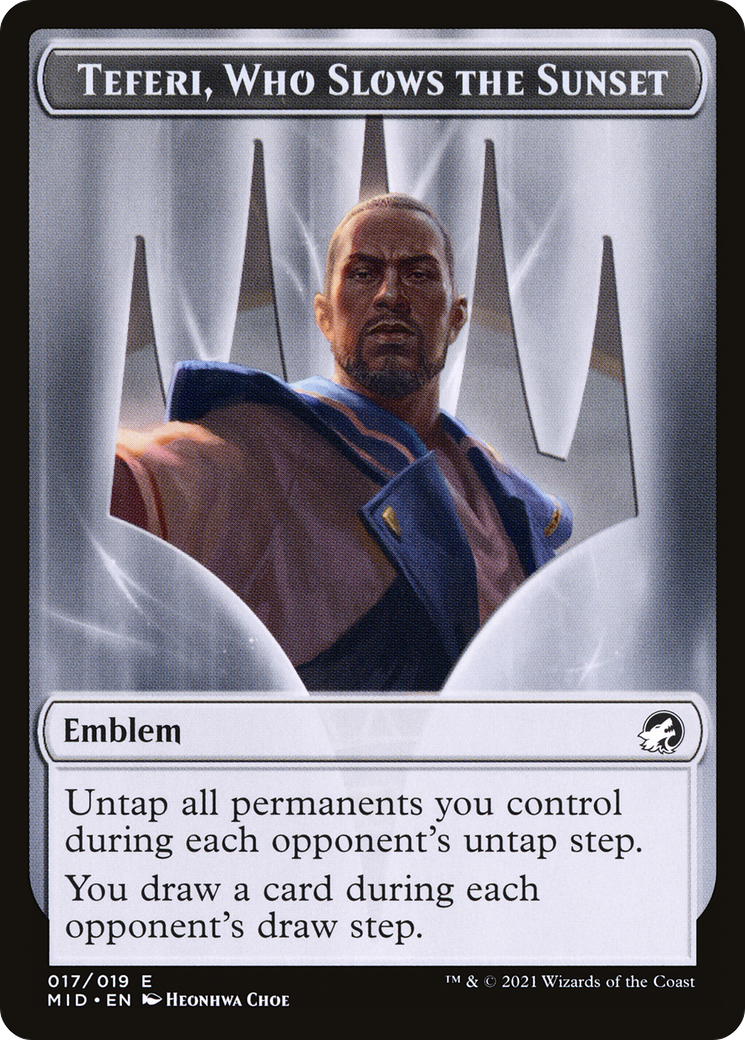 Teferi, Who Slows the Sunset Emblem (TMID-017) - Innistrad: Midnight Hunt Tokens (Borderless) - Premium MTG Single from Wizards of the Coast - Just $0! Shop now at Game Crave Tournament Store