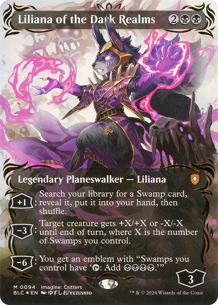 Liliana of the Dark Realms (BLC-094) - Bloomburrow Commander (Borderless) Foil - Premium MTG Single from Wizards of the Coast - Just $197.74! Shop now at Game Crave Tournament Store