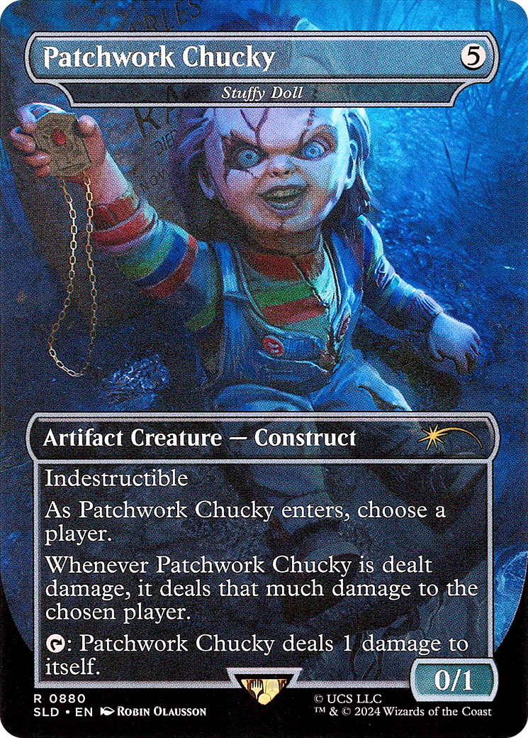 Stuffy Doll (SLD-880) - Secret Lair Drop / Patchwork Chucky (Borderless) Foil - Premium MTG Single from Wizards of the Coast - Just $9.91! Shop now at Game Crave Tournament Store