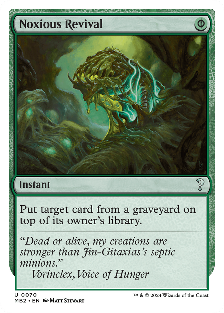 Noxious Revival (MB2-070) - Mystery Booster 2 - Premium MTG Single from Wizards of the Coast - Just $3.90! Shop now at Game Crave Tournament Store