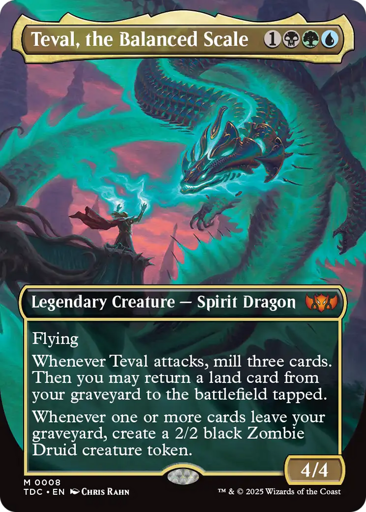 Teval, the Balanced Scale (TDC-008) - Tarkir: Dragonstorm Commander (Borderless) Foil - Premium MTG Single from Wizards of the Coast - Just $1.72! Shop now at Game Crave Tournament Store
