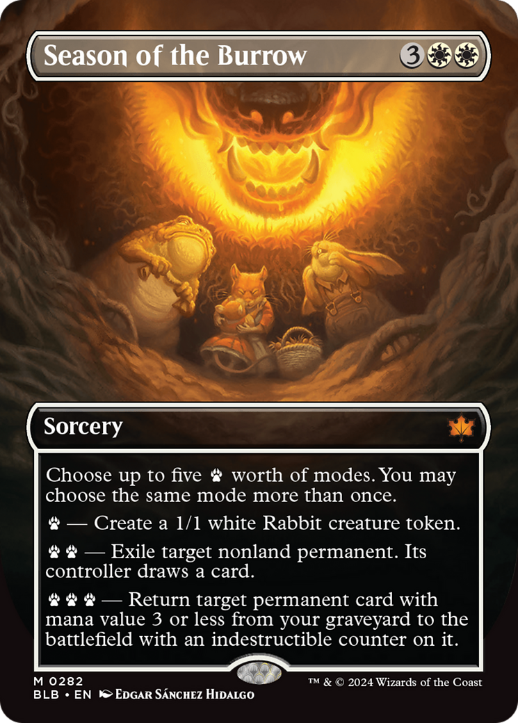 Season of the Burrow (BLB-282) - Bloomburrow: (Showcase) (Borderless) - Premium MTG Single from Wizards of the Coast - Just $2.50! Shop now at Game Crave Tournament Store