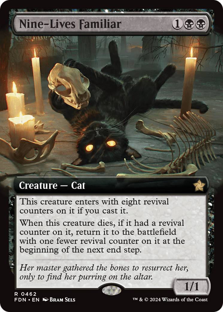 Nine-Lives Familiar (FDN-462) - Foundations: (Extended Art) Foil - Premium MTG Single from Wizards of the Coast - Just $2.14! Shop now at Game Crave Tournament Store