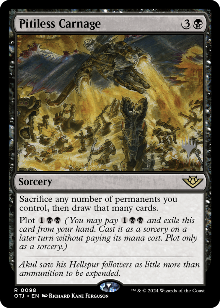 Pitiless Carnage (POTJ-98P) - Outlaws of Thunder Junction Promos Foil - Premium MTG Single from Wizards of the Coast - Just $0.42! Shop now at Game Crave Tournament Store
