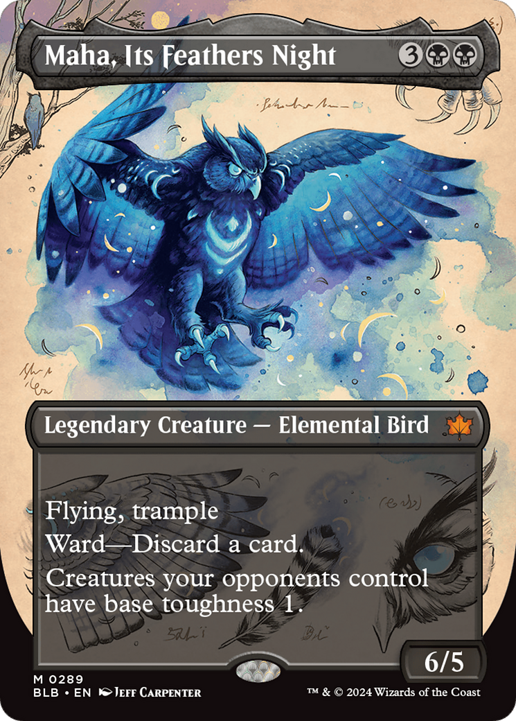 Maha, Its Feathers Night (BLB-289) - Bloomburrow: (Showcase) (Borderless) Foil - Premium MTG Single from Wizards of the Coast - Just $16.99! Shop now at Game Crave Tournament Store