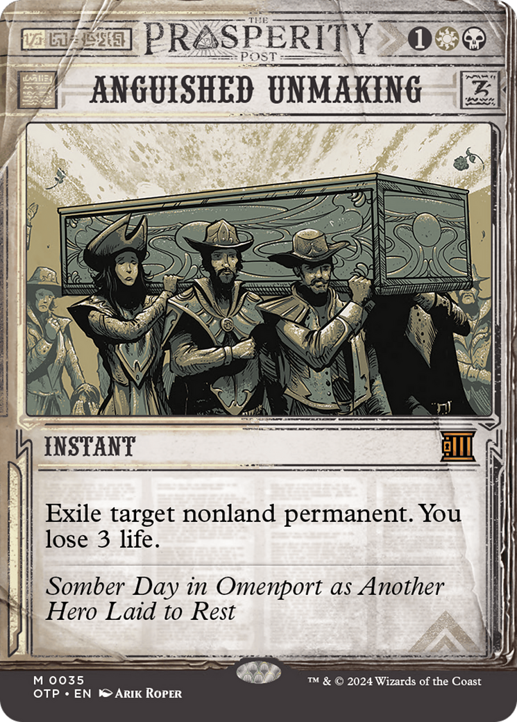 Anguished Unmaking (OTP-035) - Breaking News: (Showcase) (Borderless) Foil - Premium MTG Single from Wizards of the Coast - Just $3.02! Shop now at Game Crave Tournament Store