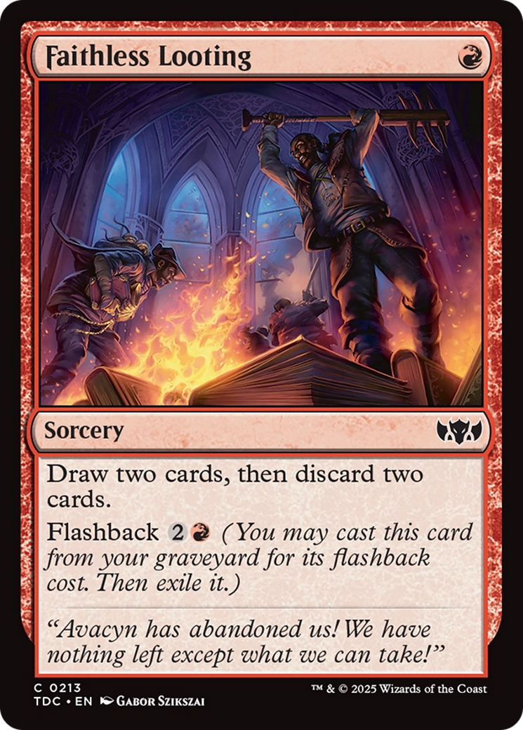 Faithless Looting (TDC-213) - Tarkir: Dragonstorm Commander - Premium MTG Single from Wizards of the Coast - Just $0.08! Shop now at Game Crave Tournament Store