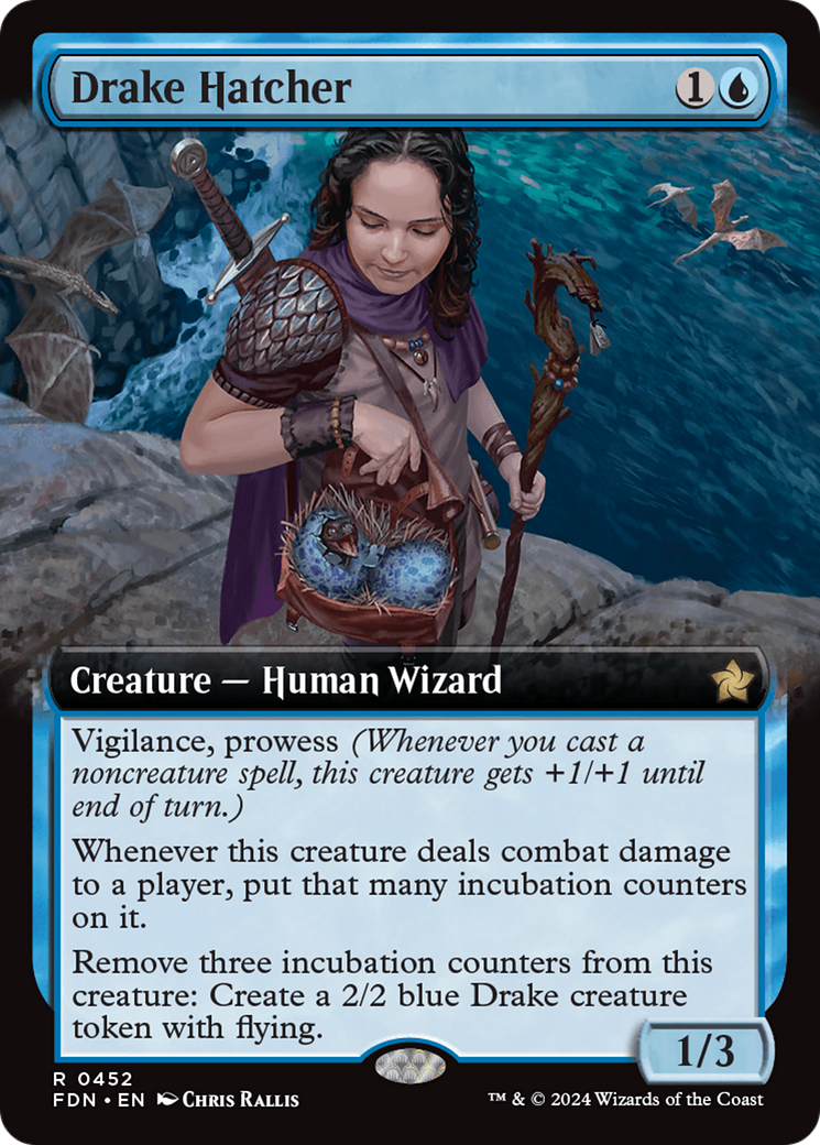 Drake Hatcher (FDN-452) - Foundations: (Extended Art) - Premium MTG Single from Wizards of the Coast - Just $0.58! Shop now at Game Crave Tournament Store