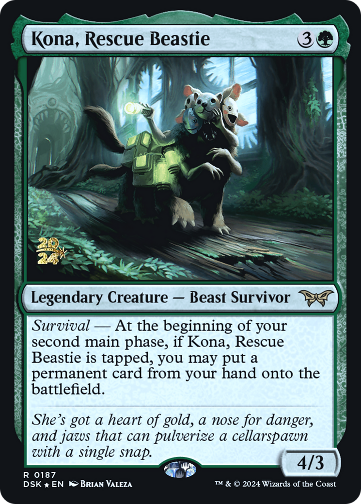Kona, Rescue Beastie (PDSK-187S) - Duskmourn: House of Horror Promos Foil - Premium MTG Single from Wizards of the Coast - Just $1.86! Shop now at Game Crave Tournament Store