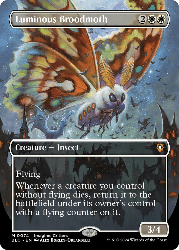 Luminous Broodmoth (BLC-074) - Bloomburrow Commander (Borderless) Foil - Premium MTG Single from Wizards of the Coast - Just $8.78! Shop now at Game Crave Tournament Store