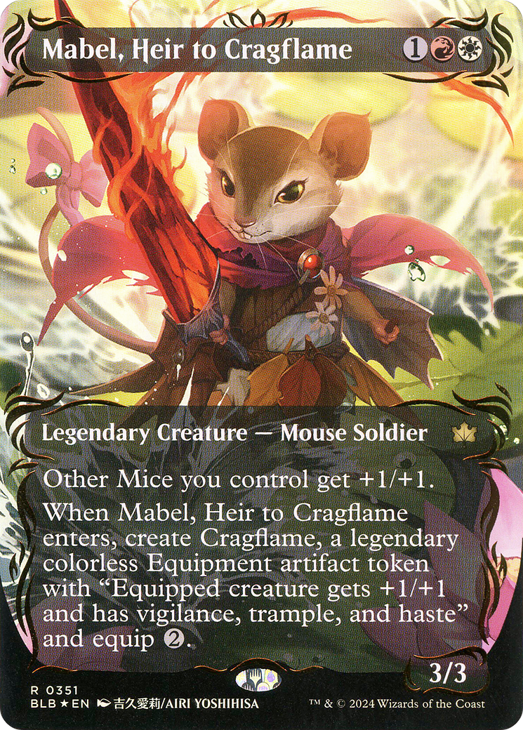 Mabel, Heir to Cragflame (BLB-351) - Bloomburrow: (Showcase) (Borderless) Foil - Premium MTG Single from Wizards of the Coast - Just $72.48! Shop now at Game Crave Tournament Store