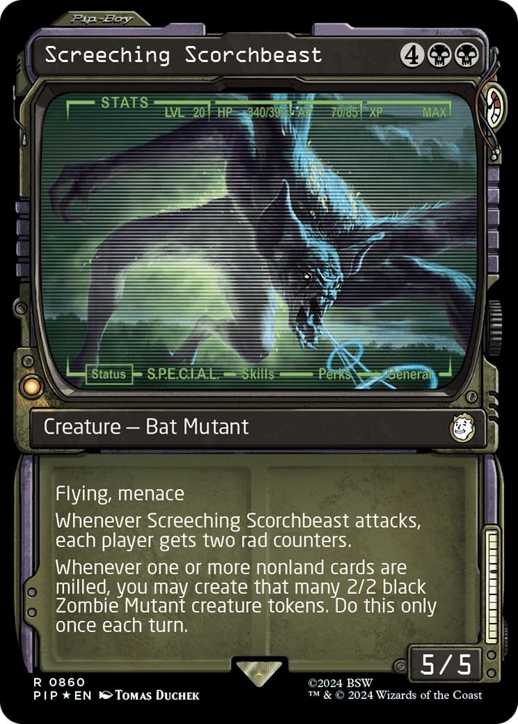 Screeching Scorchbeast (PIP-860) - Fallout: (Showcase) Foil - Premium MTG Single from Wizards of the Coast - Just $17.32! Shop now at Game Crave Tournament Store