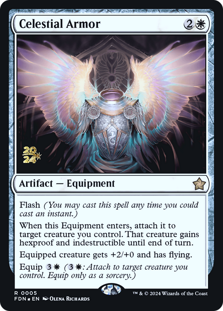 Celestial Armor (PRE-05S) - Foundations Promos Foil - Premium MTG Single from Wizards of the Coast - Just $0.30! Shop now at Game Crave Tournament Store
