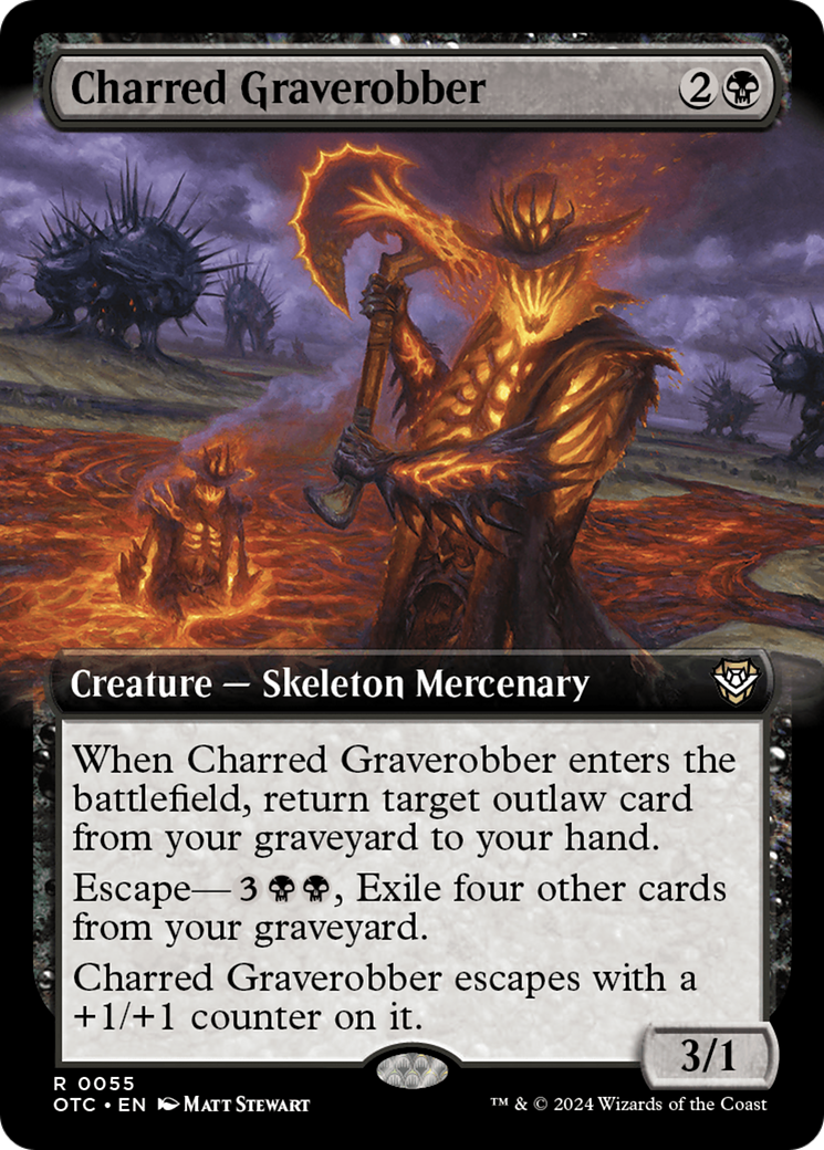 Charred Graverobber (OTC-055) - Outlaws of Thunder Junction Commander: (Extended Art) - Premium MTG Single from Wizards of the Coast - Just $0.25! Shop now at Game Crave Tournament Store