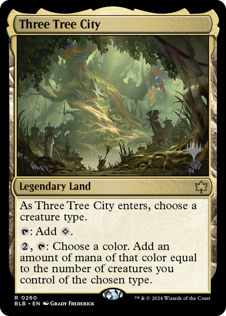 Three Tree City (PBLB-260P) - Bloomburrow Promos - Premium MTG Single from Wizards of the Coast - Just $21.29! Shop now at Game Crave Tournament Store