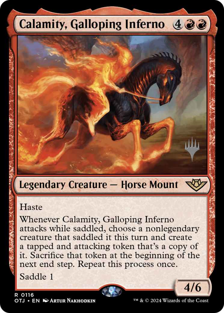 Calamity, Galloping Inferno (POTJ-116P) - Outlaws of Thunder Junction Promos Foil - Premium MTG Single from Wizards of the Coast - Just $0.50! Shop now at Game Crave Tournament Store