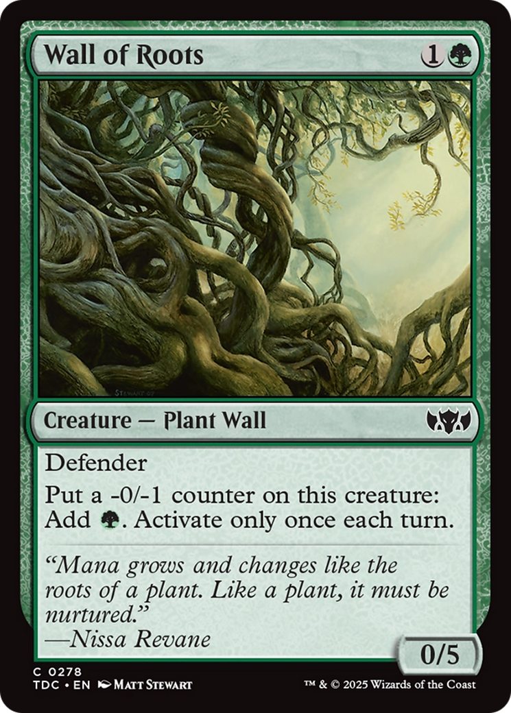 Wall of Roots (TDC-278) - Tarkir: Dragonstorm Commander - Premium MTG Single from Wizards of the Coast - Just $0.08! Shop now at Game Crave Tournament Store