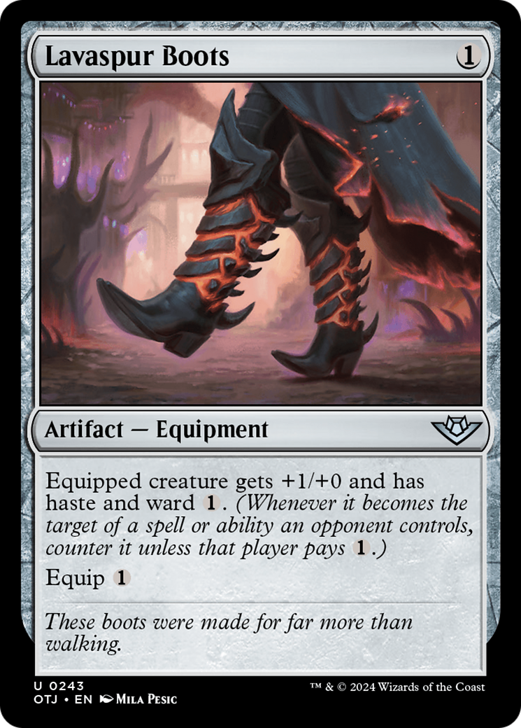 Lavaspur Boots (OTJ-243) - Outlaws of Thunder Junction Foil - Premium MTG Single from Wizards of the Coast - Just $1.08! Shop now at Game Crave Tournament Store