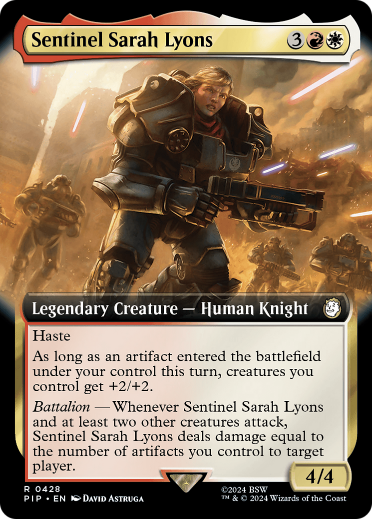 Sentinel Sarah Lyons (PIP-428) - Fallout: (Extended Art) - Premium MTG Single from Wizards of the Coast - Just $0.45! Shop now at Game Crave Tournament Store