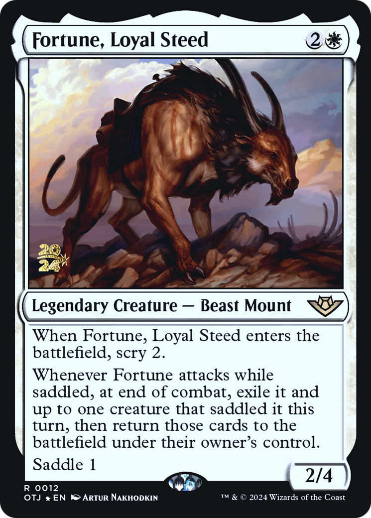 Fortune, Loyal Steed (POTJ-12S) - Outlaws of Thunder Junction Promos Foil - Premium MTG Single from Wizards of the Coast - Just $0.40! Shop now at Game Crave Tournament Store