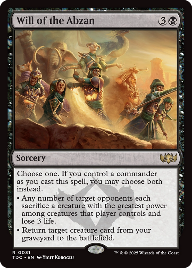 Will of the Abzan (TDC-031) - Tarkir: Dragonstorm Commander - Premium MTG Single from Wizards of the Coast - Just $1.58! Shop now at Game Crave Tournament Store