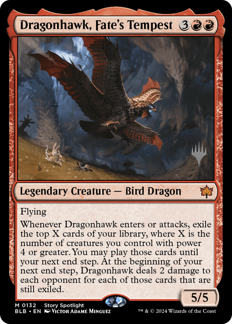 Dragonhawk, Fate's Tempest (PBLB-132P) - Bloomburrow Promos Foil - Premium MTG Single from Wizards of the Coast - Just $5.26! Shop now at Game Crave Tournament Store