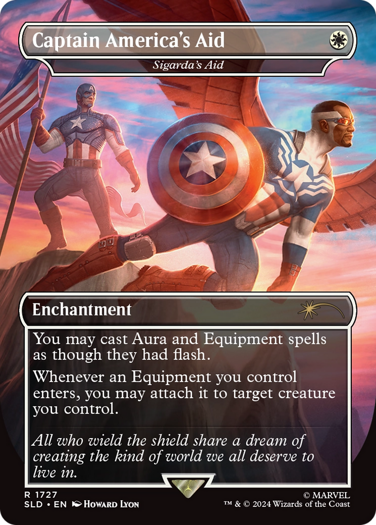 Sigarda's Aid (SLD-1727) - Secret Lair Drop / Captain America's Aid (Borderless) - Premium MTG Single from Wizards of the Coast - Just $8.61! Shop now at Game Crave Tournament Store