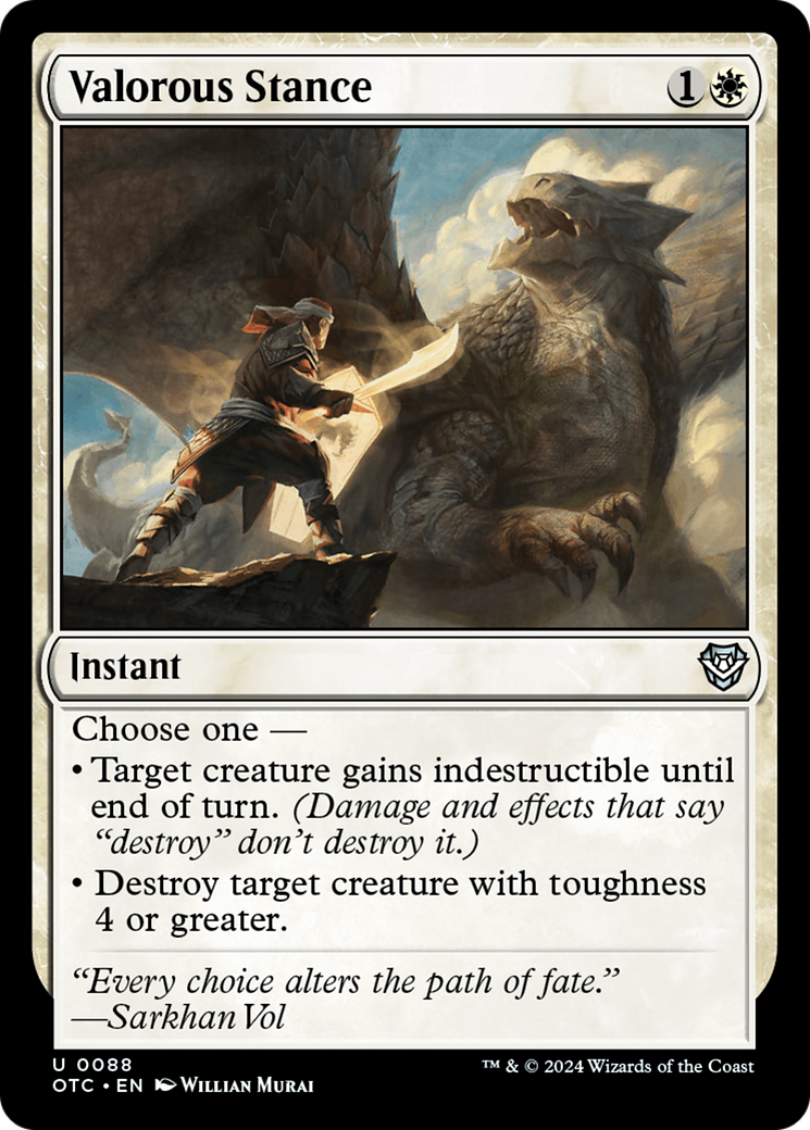 Valorous Stance (OTC-088) - Outlaws of Thunder Junction Commander - Premium MTG Single from Wizards of the Coast - Just $0.25! Shop now at Game Crave Tournament Store