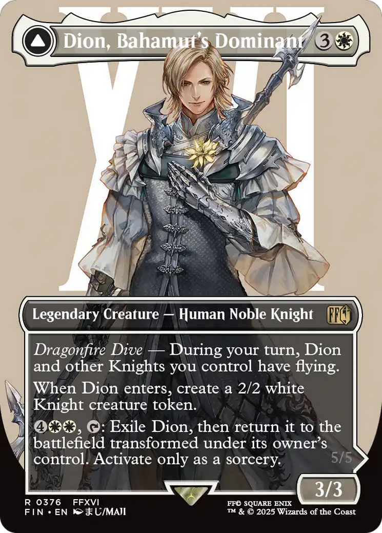 Dion, Bahamut's Dominant // Bahamut, Warden of Light (FIN-376) - FINAL FANTASY: (enchantment) (Borderless) - Premium MTG Single from Wizards of the Coast - Just $1.05! Shop now at Game Crave Tournament Store