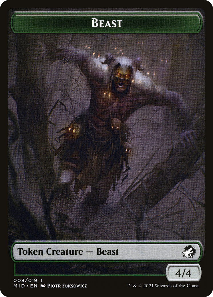 Beast (TMID-008) - Innistrad: Midnight Hunt Tokens - Premium MTG Single from Wizards of the Coast - Just $0! Shop now at Game Crave Tournament Store
