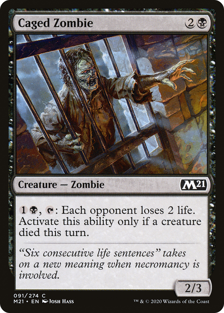 Caged Zombie (M21-091) - Core Set 2021 - Premium MTG Single from Wizards of the Coast - Just $0.08! Shop now at Game Crave Tournament Store