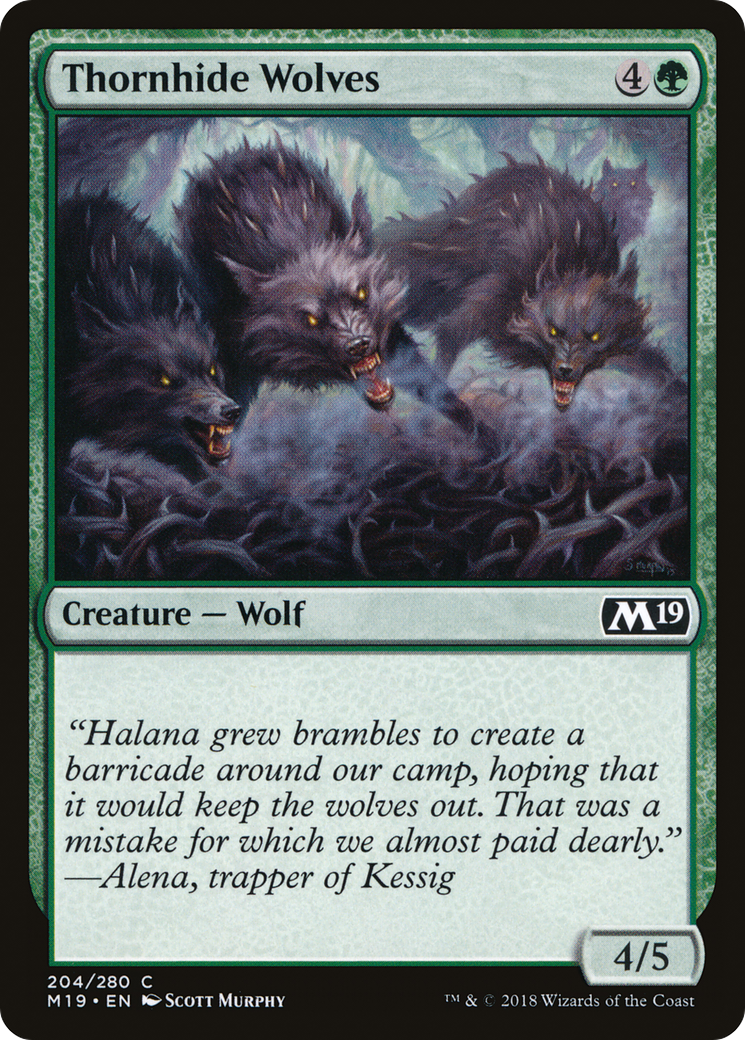 Thornhide Wolves (M19-204) - Core Set 2019 Foil - Premium MTG Single from Wizards of the Coast - Just $0.08! Shop now at Game Crave Tournament Store