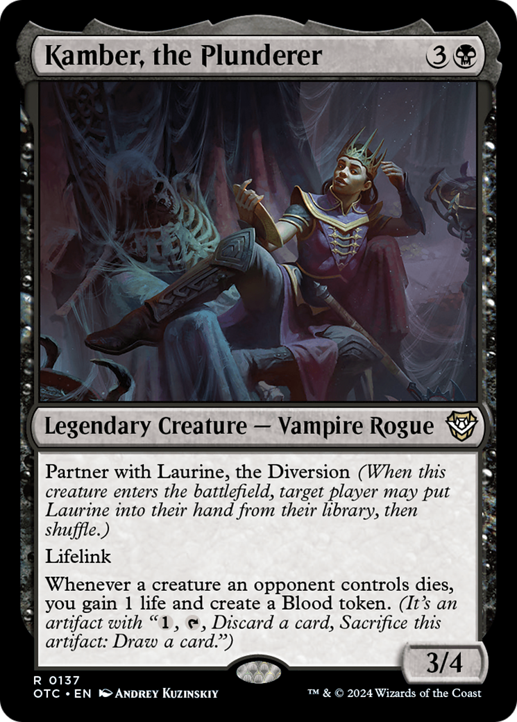 Kamber, the Plunderer (OTC-137) - Outlaws of Thunder Junction Commander - Premium MTG Single from Wizards of the Coast - Just $0.25! Shop now at Game Crave Tournament Store