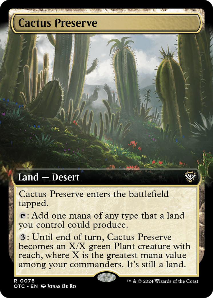 Cactus Preserve (OTC-076) - Outlaws of Thunder Junction Commander: (Extended Art) - Premium MTG Single from Wizards of the Coast - Just $0.43! Shop now at Game Crave Tournament Store