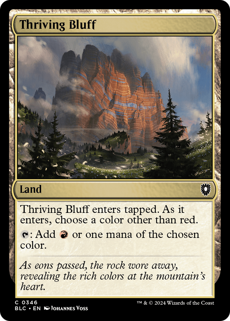 Thriving Bluff (BLC-346) - Bloomburrow Commander - Premium MTG Single from Wizards of the Coast - Just $0.25! Shop now at Game Crave Tournament Store