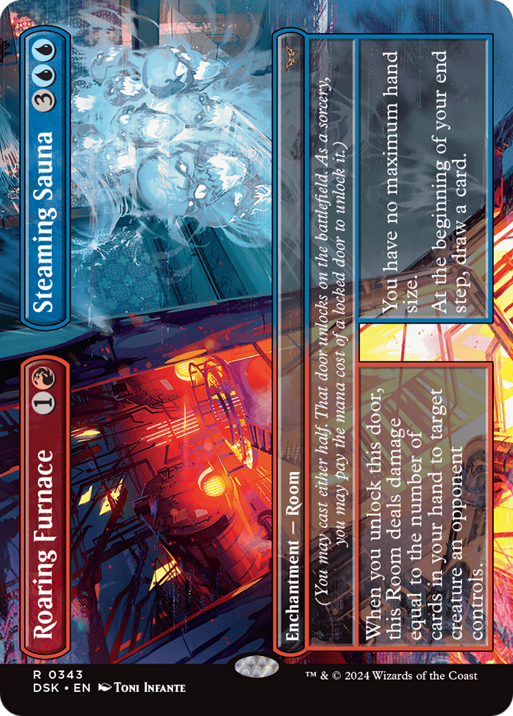 Roaring Furnace // Steaming Sauna (DSK-343) - Duskmourn: House of Horror (Borderless) Foil - Premium MTG Single from Wizards of the Coast - Just $0.66! Shop now at Game Crave Tournament Store