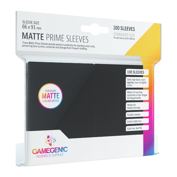 Gamegenic PRIME Sleeves Black (100 ct) - Matte - Standard - Premium Card Sleeves from Asmodee North America - Just $7.49! Shop now at Game Crave Tournament Store